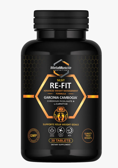MetaMuscle Nutrition Silsit Re-Fit weight management formula with Garcinia Cambogia, bottle of 30 tablets