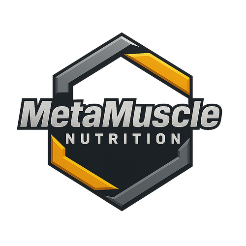 MetaMuscle Nutrition logo with a black and yellow design on a white background