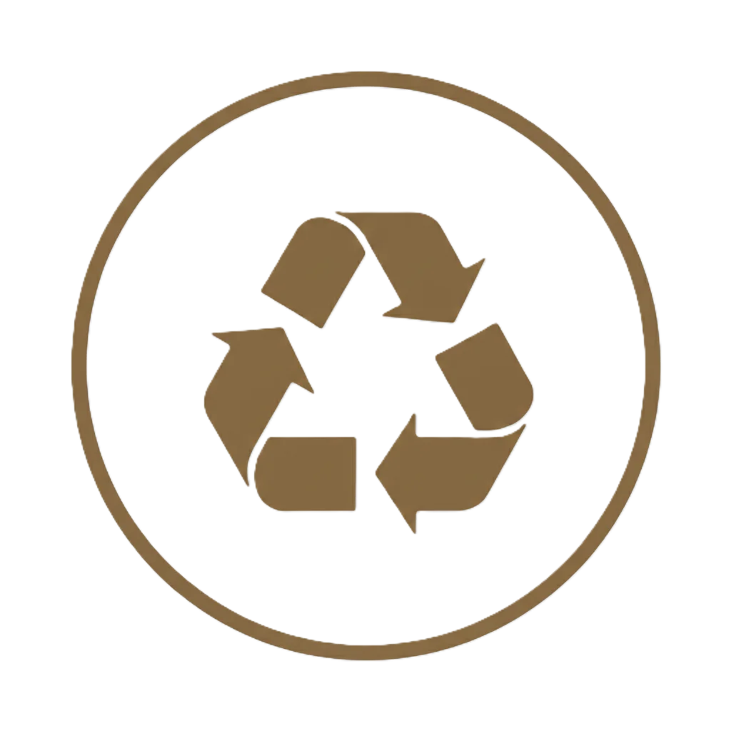Recycling symbol in brown on a white background
